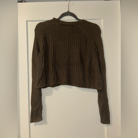 Green Ribbed Knit Women's Sweater - Picture 2 of 2